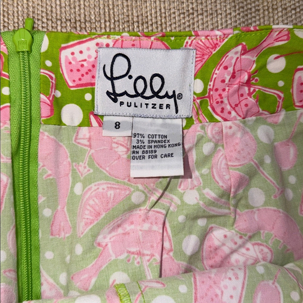 Lilly Pulitzer Vintage skort “Margarita Shrimp Cocktail” Print Made in Hong Kong - Picture 2 of 8